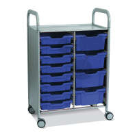 Laboratorní skříň Callero Plus, 8 mělkých, 4 hluboké modré přepravky