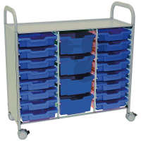 Laboratorní skříň Callero Plus, 16 mělkých, 4 hluboké modré přepravky